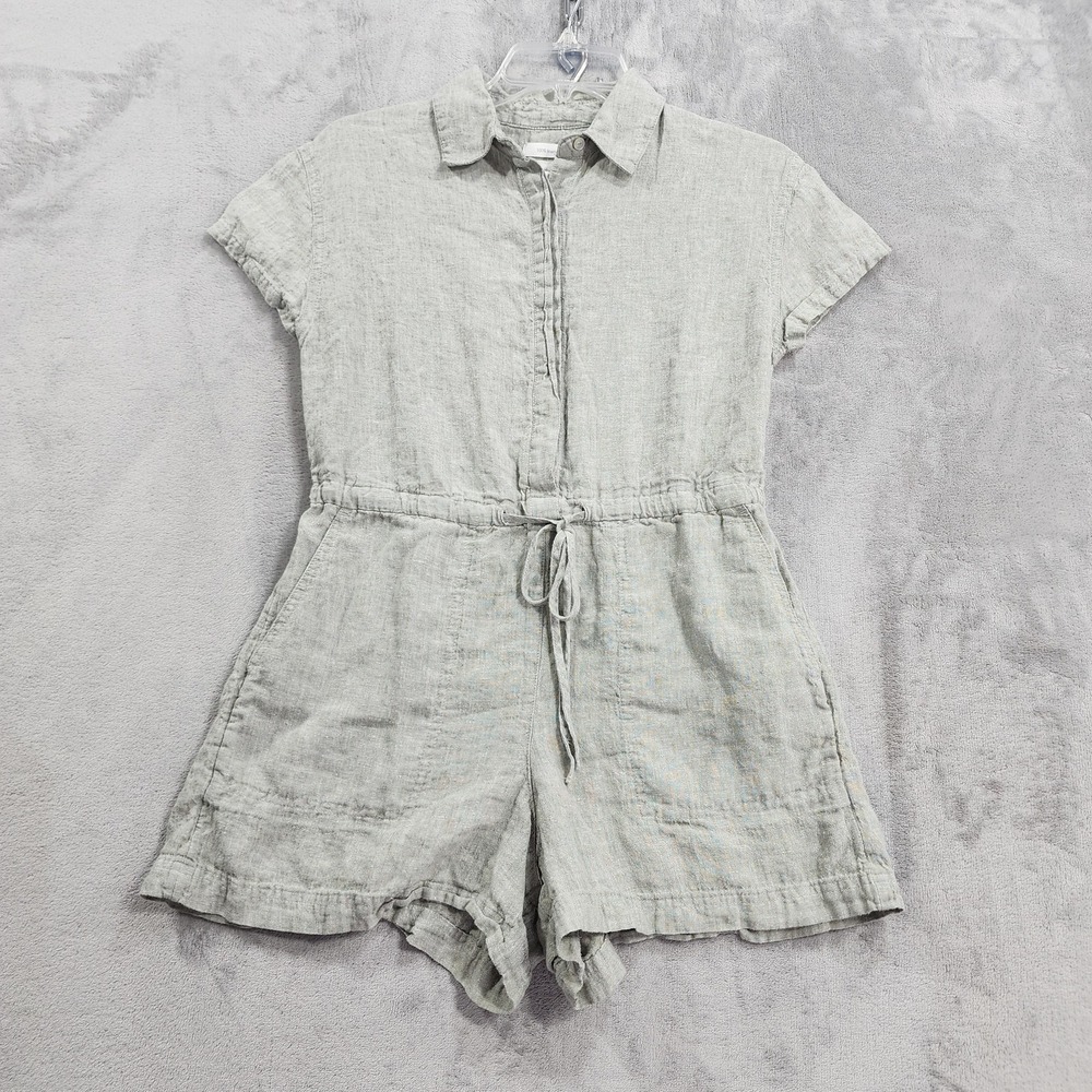 C&C California Romper Womens XS Gray Linen Jumpsuit Resort Minimalist Preppy